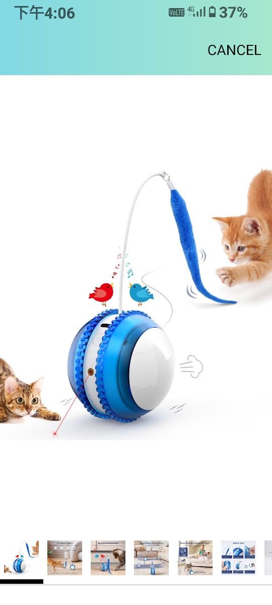 Cat Toys for Indoor Cats, Innovative Interactive Cat Toy Ball with Bird Chirping, USB Rechargeable Automatic Exercise Rolling Cat Toy for Bored Indoor