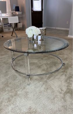 Round Glass and Acrylic Coffee Table