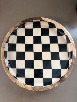 Artistic Accents Checkered Round Serving Tray/Bowl