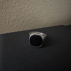 Men’s Stainless Steel Black Onyx Signet Ring Size 9 US