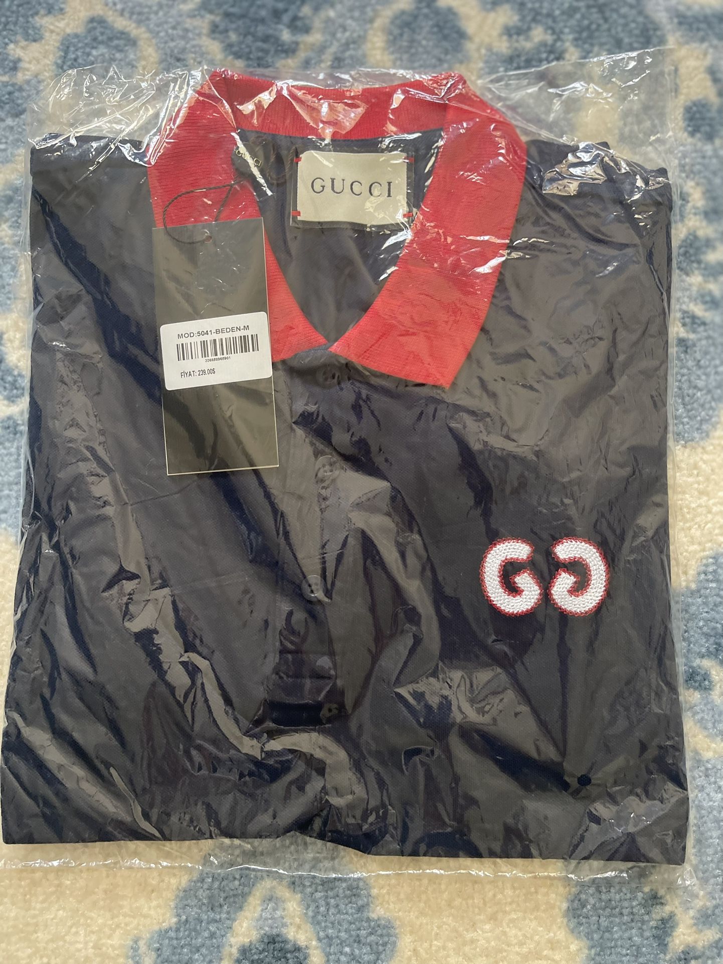 New Gucci Navy Color Medium Siz Man Polo T-shirt