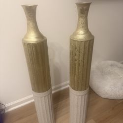 Set of 2 Tall Gold Decorative Floor Vases – Modern Home Decor