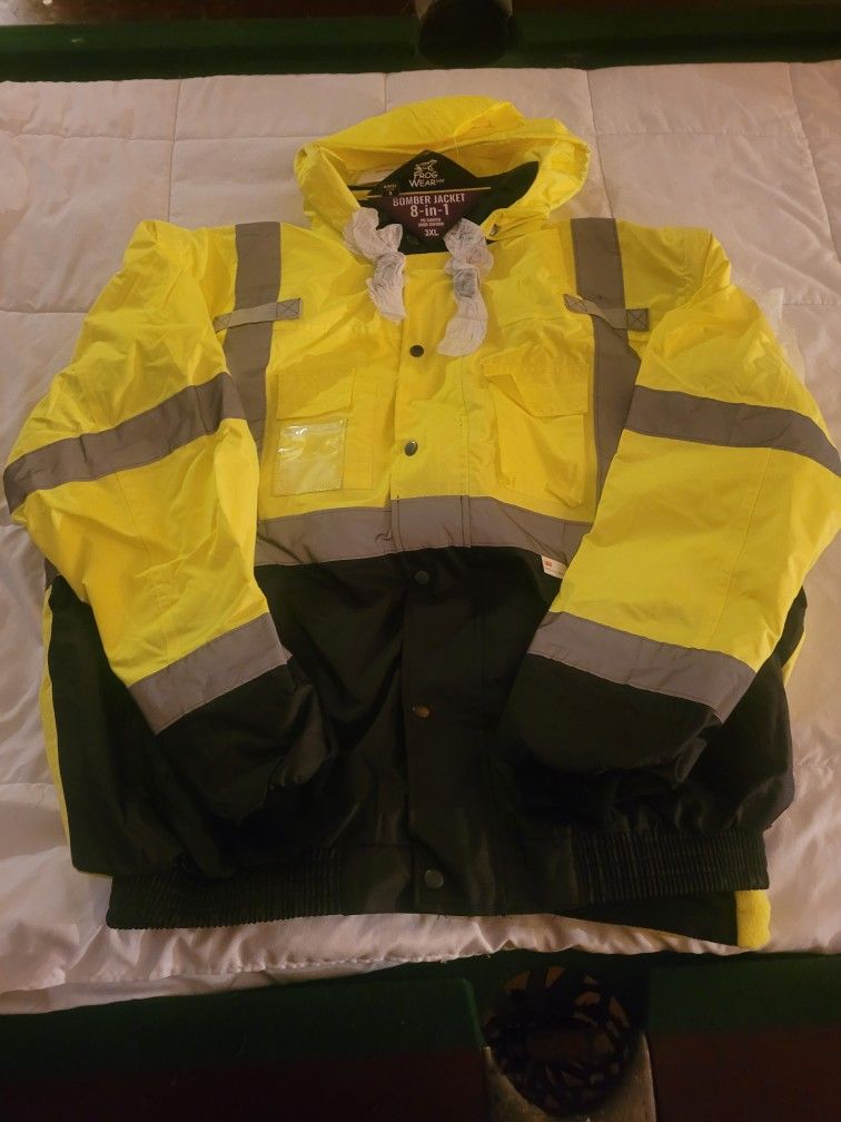 Brand New Work Frog Wear HV 8 in 1 Bomber Jacket Reflective - Size 3XL