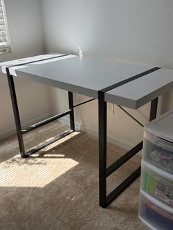 Gray and Black Metal Frame Desk