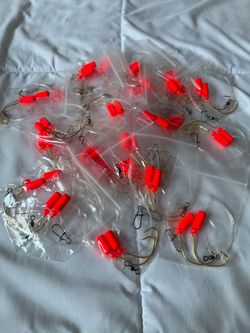 30ct Fishing Hook Rigs with Red Float Beads