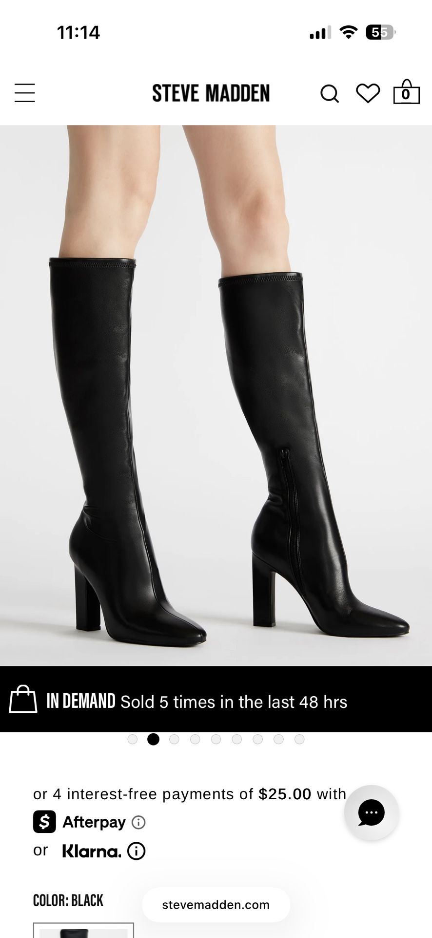 Steven Madden Long Black Boots With Heels -