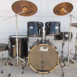 Pearl EX Black Drum Set With Paiste Cymbals And Hardware
