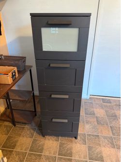 4-drawer dresser, dark-brown/oak effect