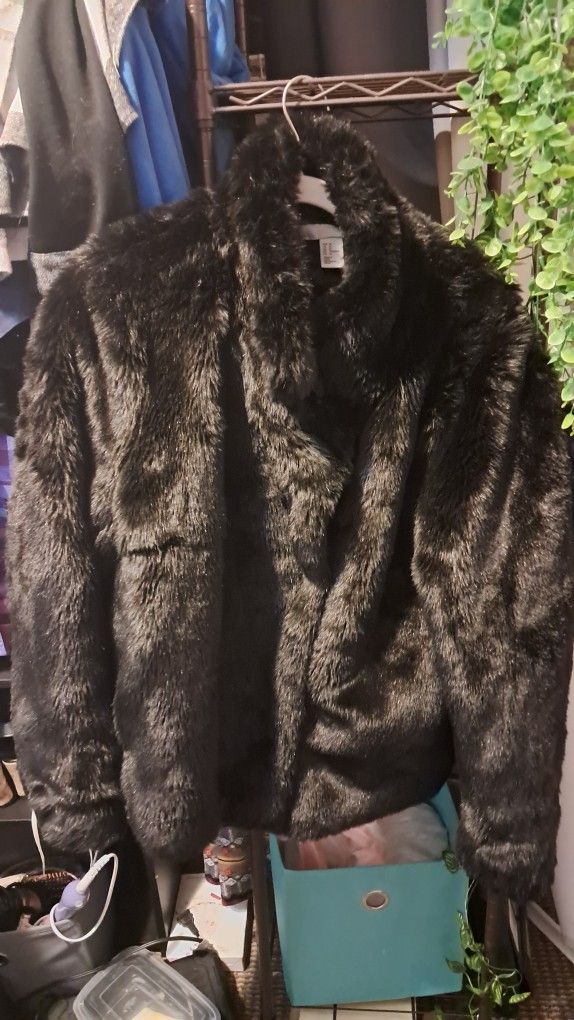 H&M Black Faux Fur Jacket