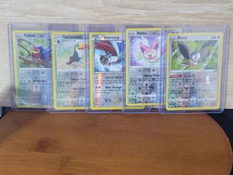 5 reverse holo Pokémon Cards: Taillow Toucannon Skarmory Skitty Starly - Mint