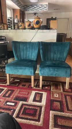 Teal Velvet Accent Chairs Set of 2