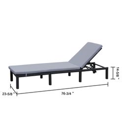 AZ-33 Grey Cushion And Wicker Lounge Chair For Pool Patio. Garden Bench. Metal And Wicker, Cushion Included. Price Is For 1 Chair 