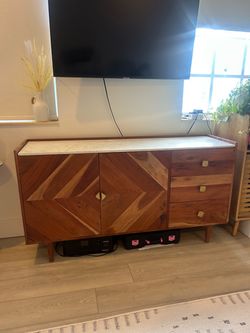 Wood Sideboard with Marble Top