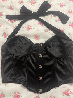 Medium Women's Lace Up Halter Bustier Corset Backless Shapewear Party Crop Tops