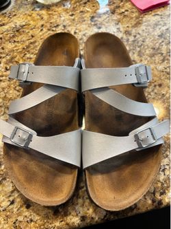 Silver Birkenstock sandals size 41 (10)