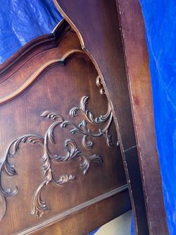 Ornate Wood Carved Bed Headboard
