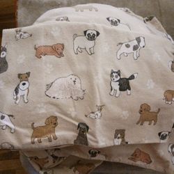 4 PIECE FULL SIZE DOG FLANNEL SHEET SET