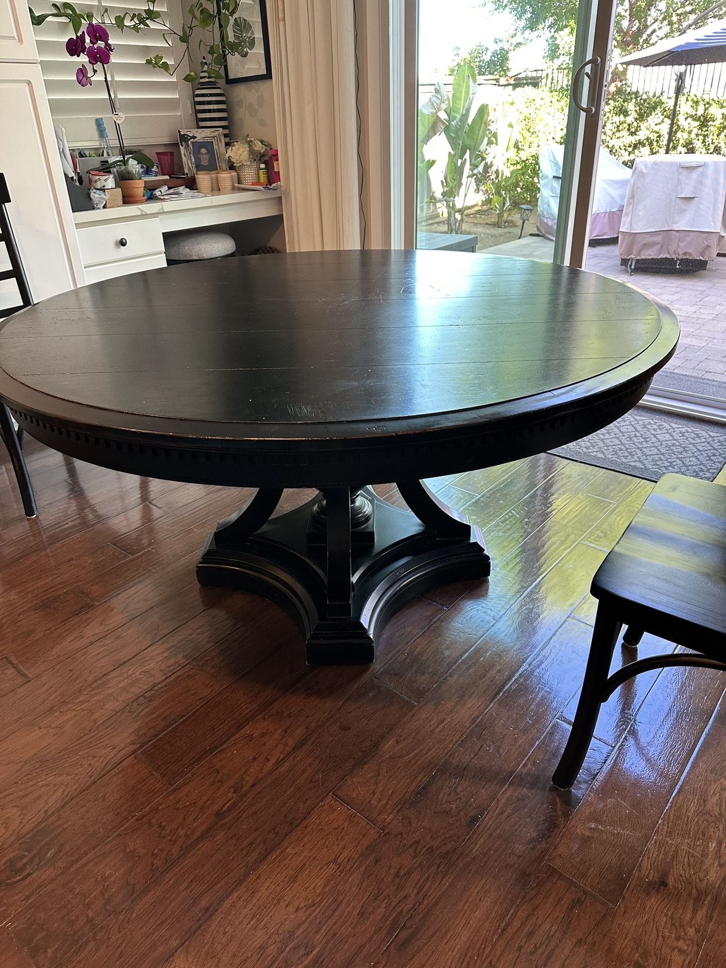 RH 60” Black Round Dining Table