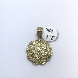 Gold 10k Nugget Pendant New 