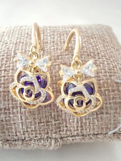 14k GP Purple Crystal & Czs Earrings