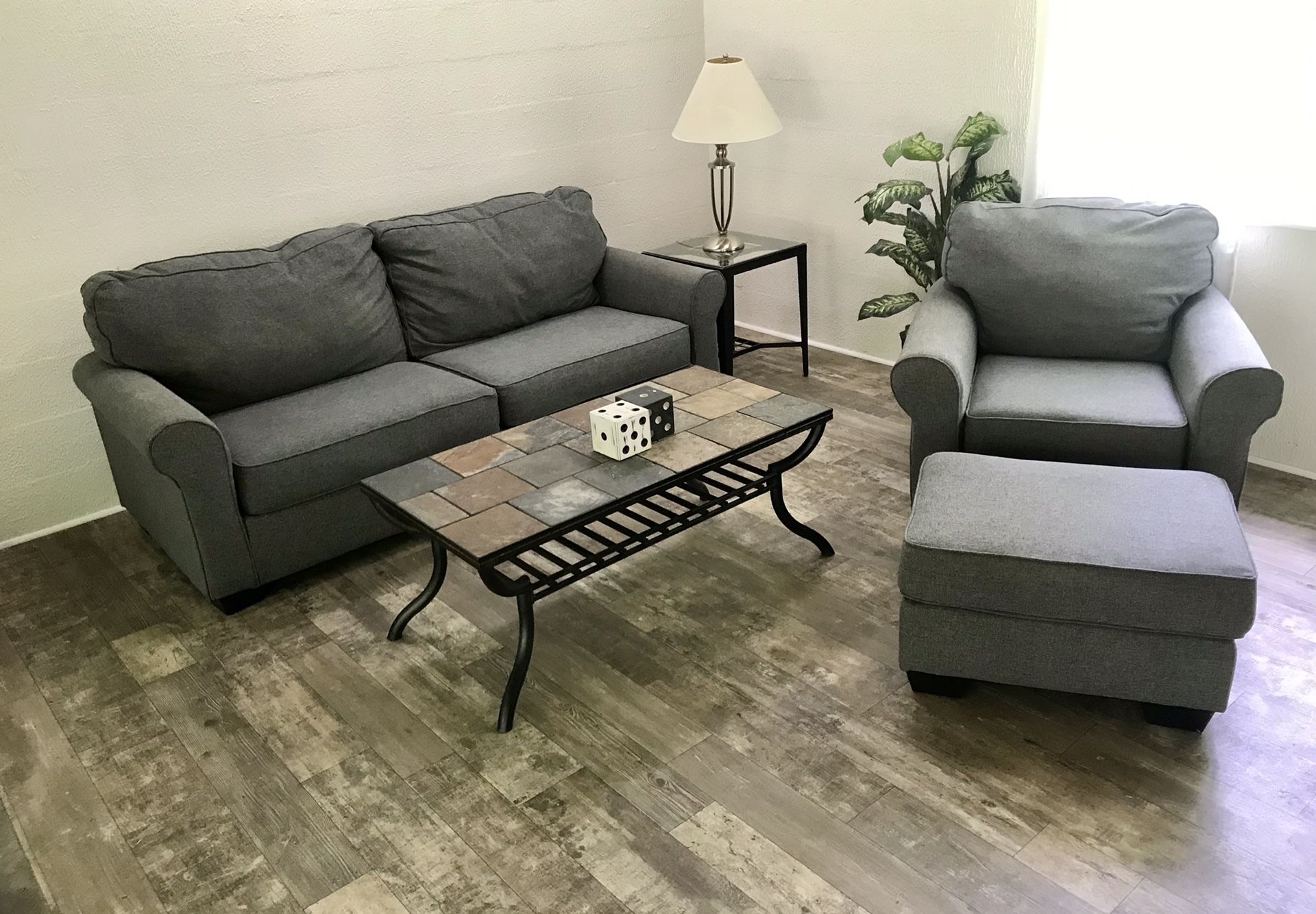 FREE DELIVERY Gray Ashley's Furniture Couch, Chair & Ottoman Set MINT CONDITION! (RETAILED @ $1400)