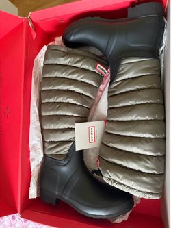 Tall Green Quilted Hunter Boots