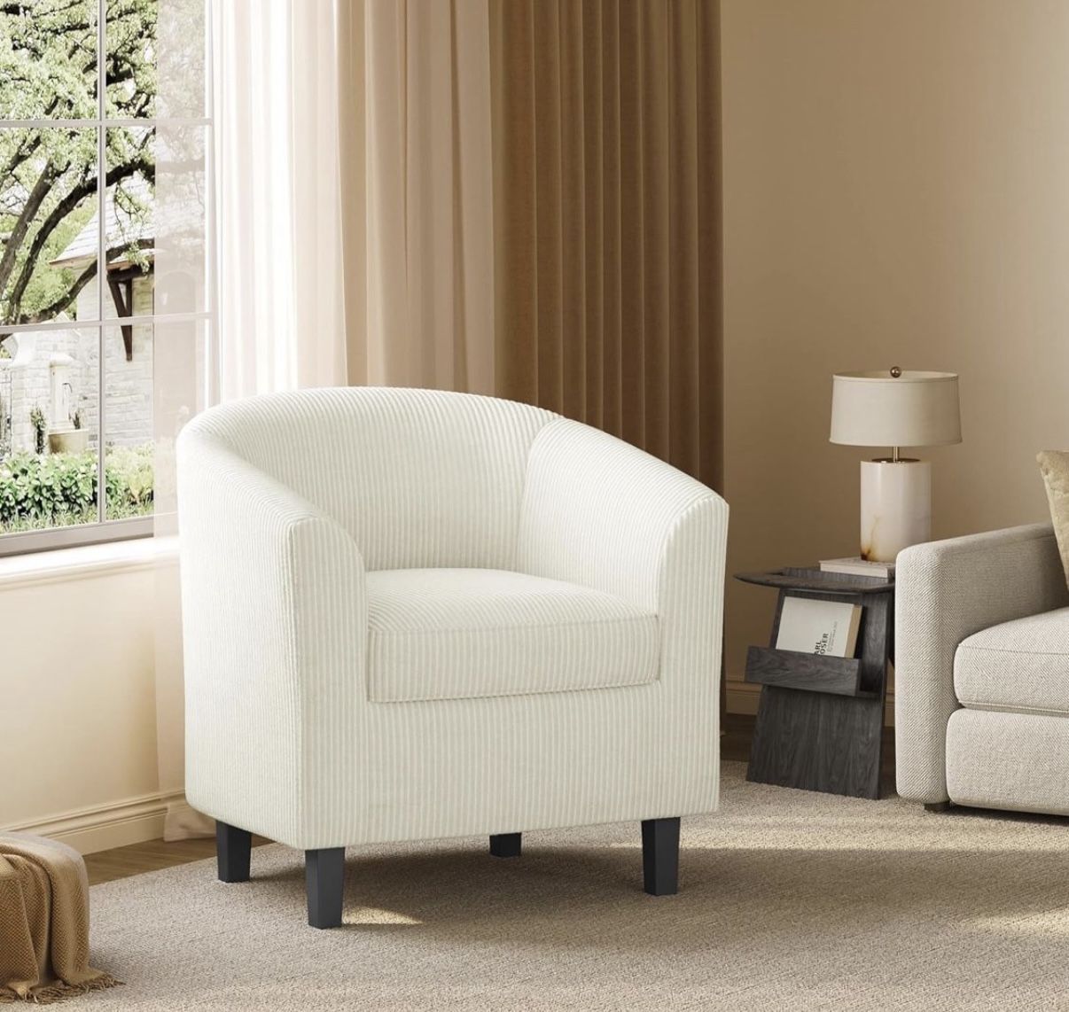 Beige corduroy office chair, 592964
