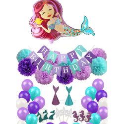 Mermaid Party Pack Turquoise Purple Lavender Under the Sea Theme Party Decorations