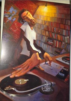 Artwork titled "The DJ" created by artist Justin Bua. 24x36