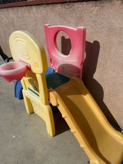 Toddler Plastic Slide and Basketball Hoop
