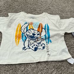 Disney Stitch Cropped Style Shirt Girls 4 4t
