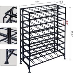 Excellent Condition: Black Metal 54 Bottle Wine Rack 