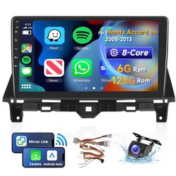 [8 CORE 6G+128G] Car Radio for Honda Accord 8th 2008-2013 with Wireless Carplay/Android Auto, 10.1 Inch Android 13 IPS Touch Screen Car Stereo, Blueto