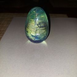 Signed Crackle Glass Egg