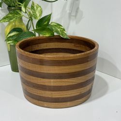 Vintage Mid Century Modern Black Walnut Turned Wooden Bowl.