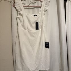 White Bodycon Ruffle Sleeve Dress - Lulus