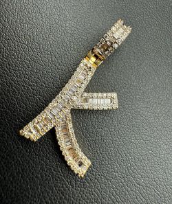 14k yellow gold 0.8 CTW diamond letter K pendant charm