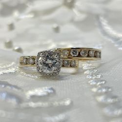 14k GIA Diamond Wedding Set