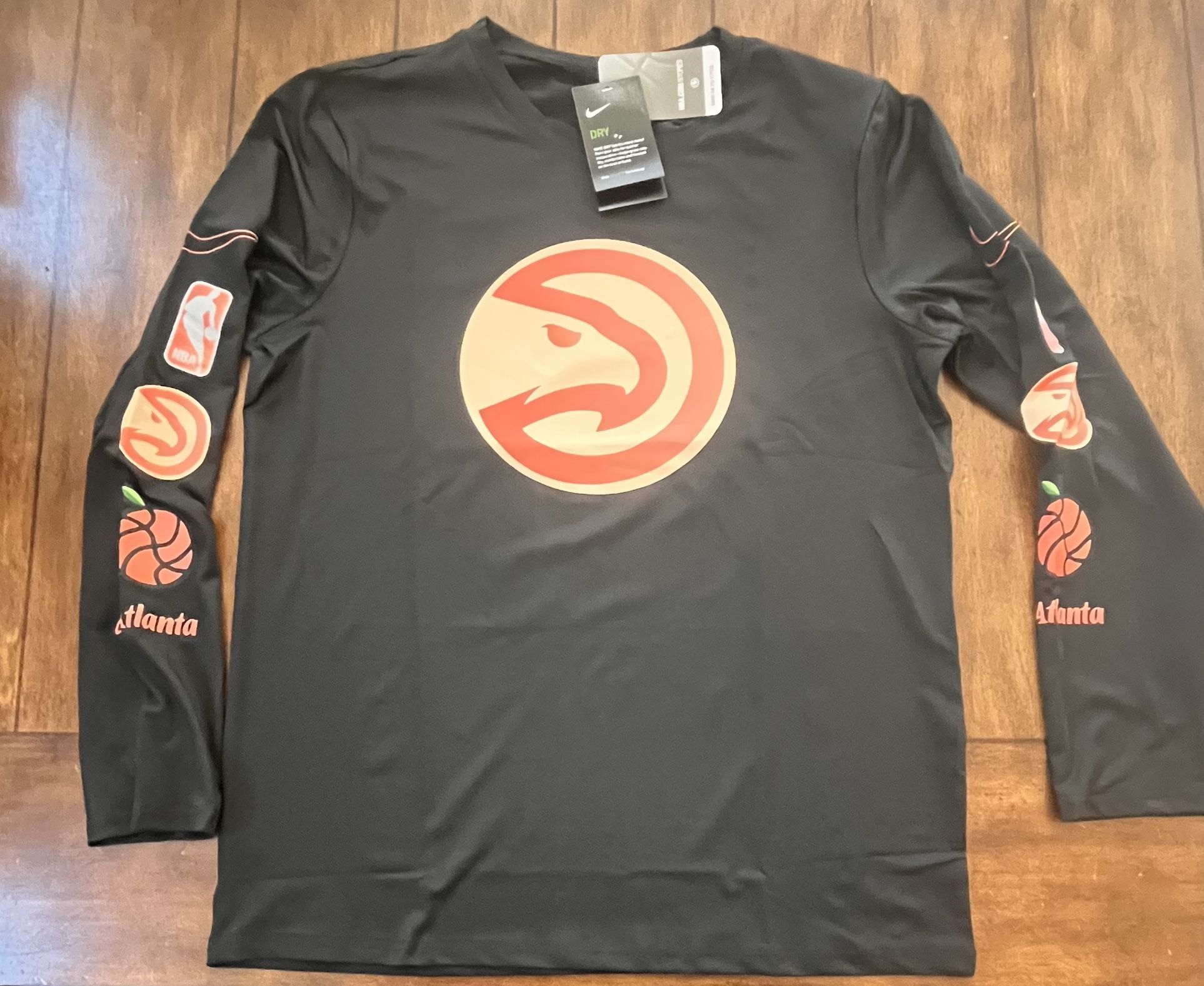 Atlanta Hawks City Edition Long Sleeve Dri-Fit Shirt Large NWT