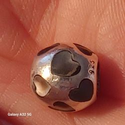 PANDORA Sterling Silver HEARTS GALORE  Genuine ABALONE CHARM