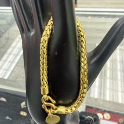 23kt Solid Heavy Franco Gold Bracelet Hand Made 6 In