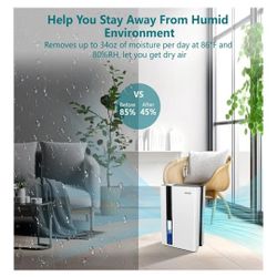 SIMSEN 95oz Dehumidifiers for Home, 800 sq ft Quiet Small Dehumidifier with Drain Hose, Dehumidifiers for Bedroom Bathroom Basements Closet RV (White)