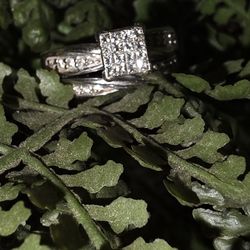 Genuine Diamond Engagement & Wedding Ring Set from Kay Jewelers – White Gold –
