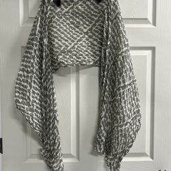 J. Crew Gray and Cream Scarf - 80” x 24” - GUC