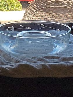 Vintage Princess House Clear Glass Bowl with Etched Floral Design