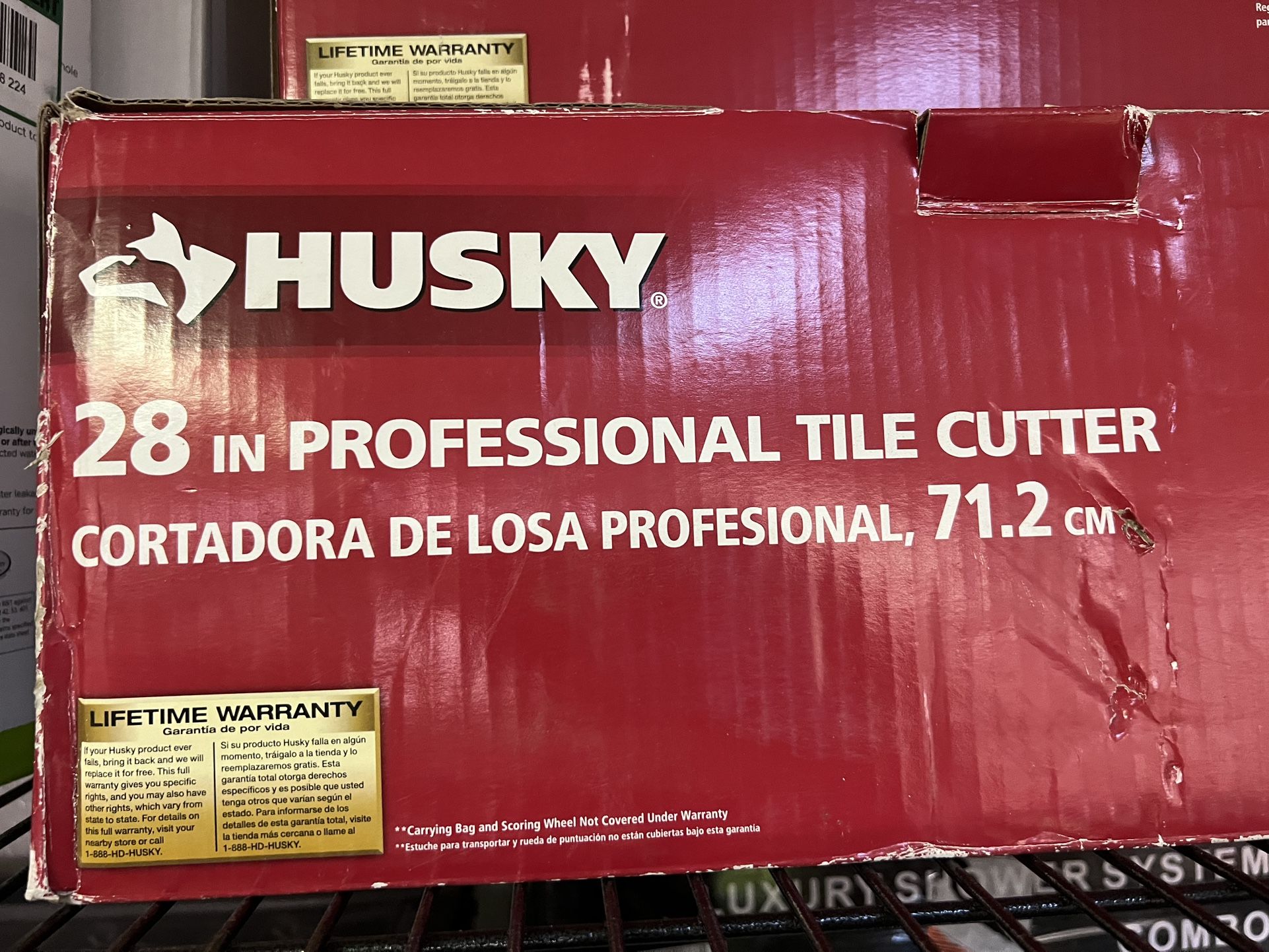 Husky 28 in. Tile Cutter with Tungsten Carbide Blade and Adjustable Gauge