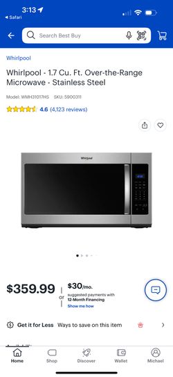 Whirl Pool Over The Range Microwave 