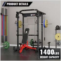 MAJOR LUTIE Power Cage, PLM03 1400 lbs Multi-Function Power Rack with Adjustable Cable Crossover System and More Exercise Machine Attachments  $599