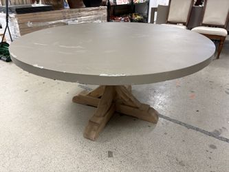 RESTORATION HARDWARE Belgian Trestle Concrete Top & Teak Dining Table