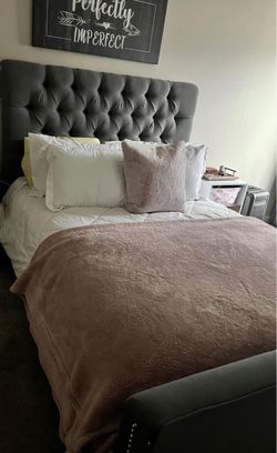 Queen Upholstered Panel Bed + Box Spring/Foundation Included 💲450 OBO